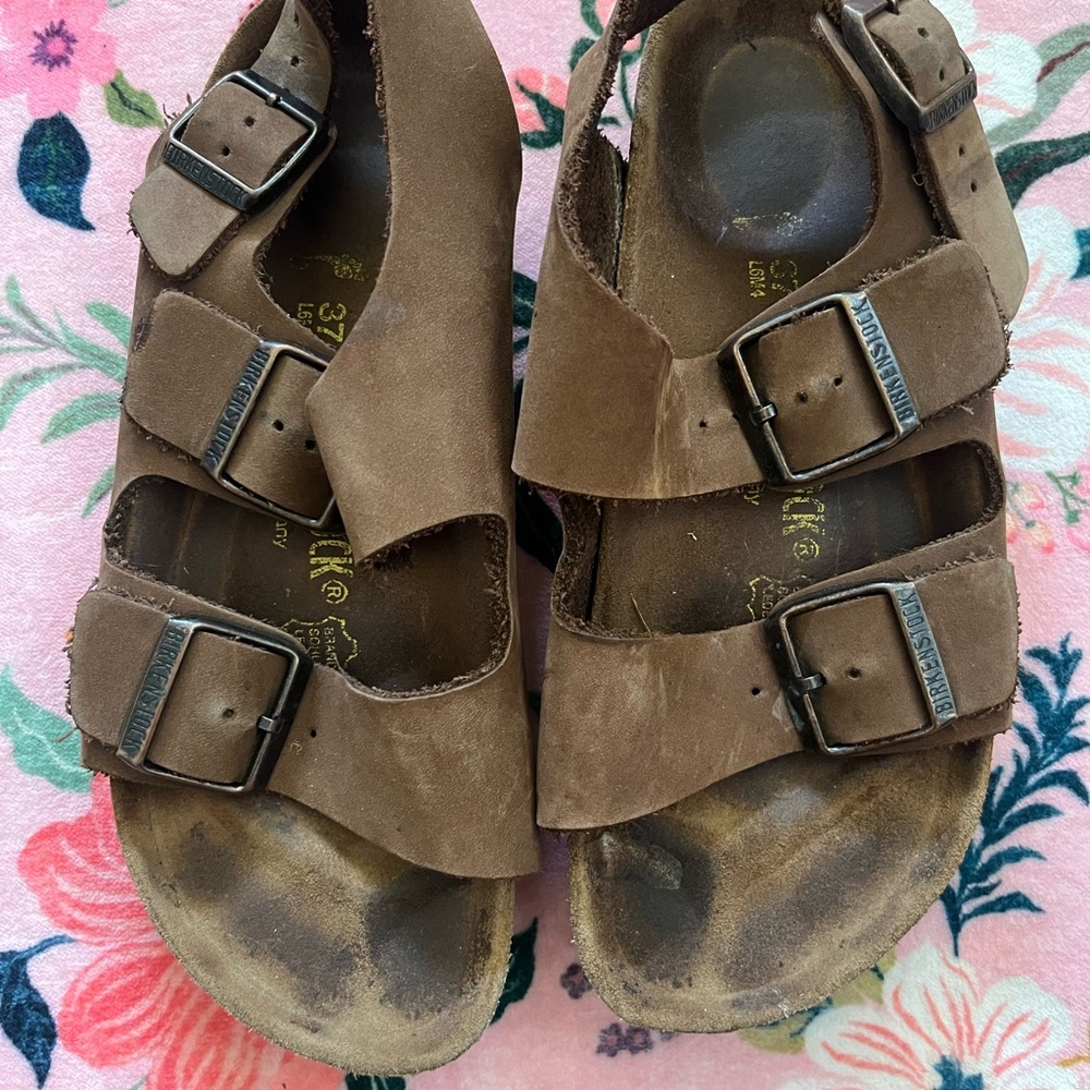 Birkenstock Brown Sandals with Contoured Footbed